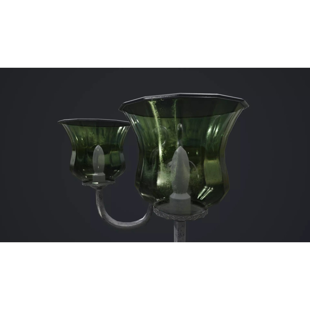 Wall Lamp 3D Model – Vintage Low-Poly Game Asset, PBR Textures - View 10