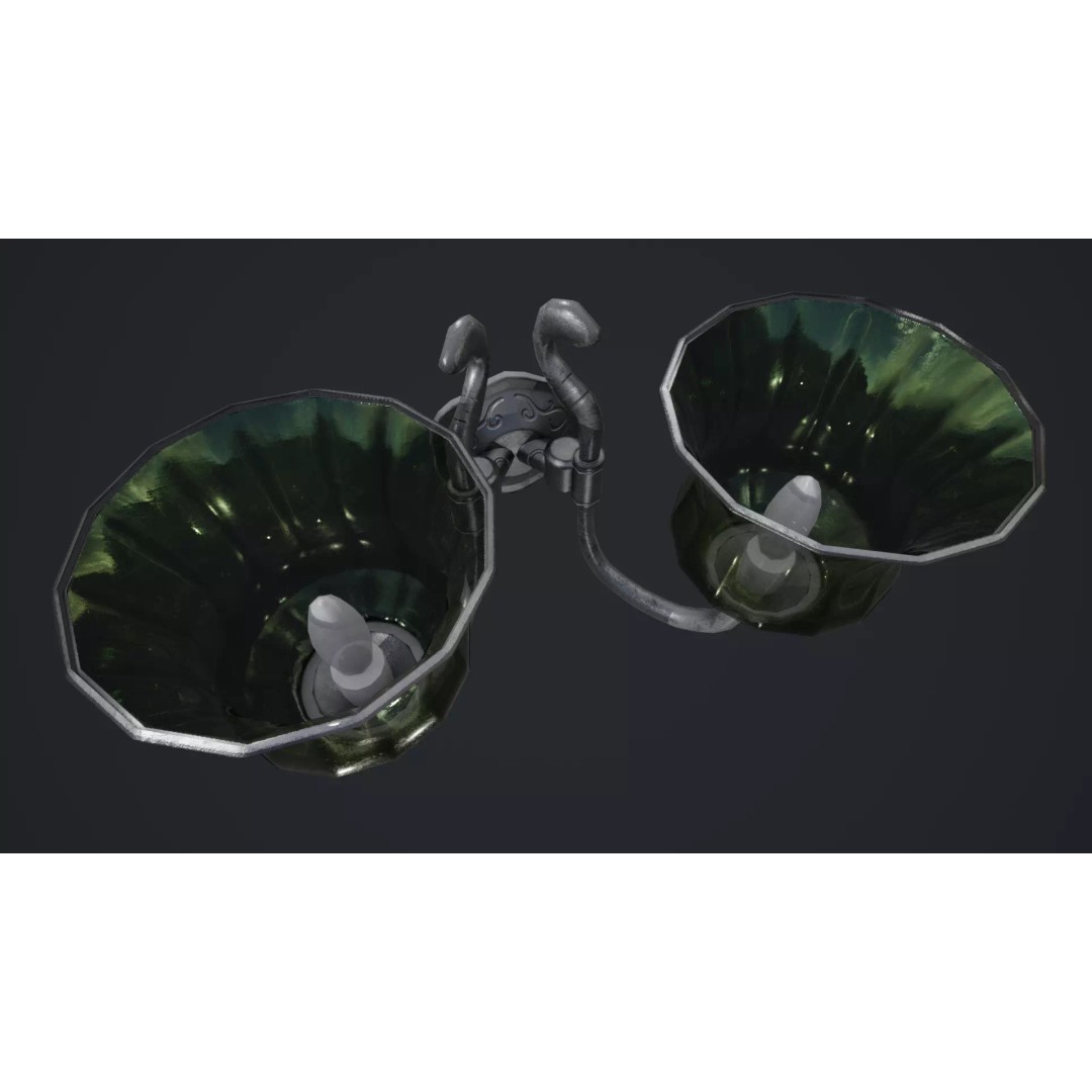 Wall Lamp 3D Model – Vintage Low-Poly Game Asset, PBR Textures - View 17