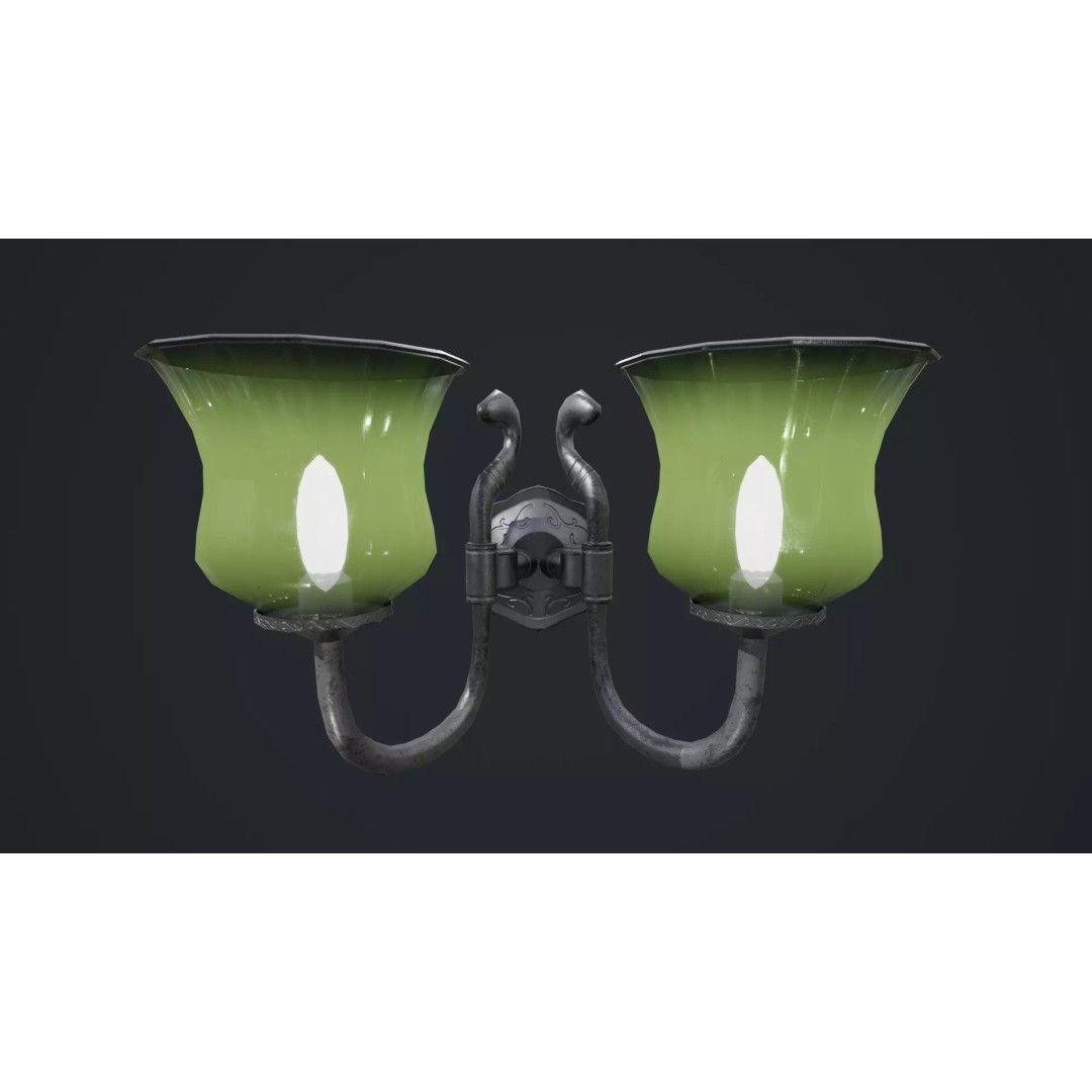 Wall Lamp 3D Model – Vintage Low-Poly Game Asset, PBR Textures - View 18