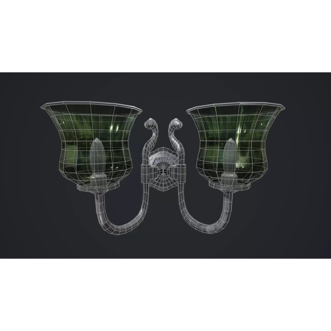 Wall Lamp 3D Model – Vintage Low-Poly Game Asset, PBR Textures - View 21