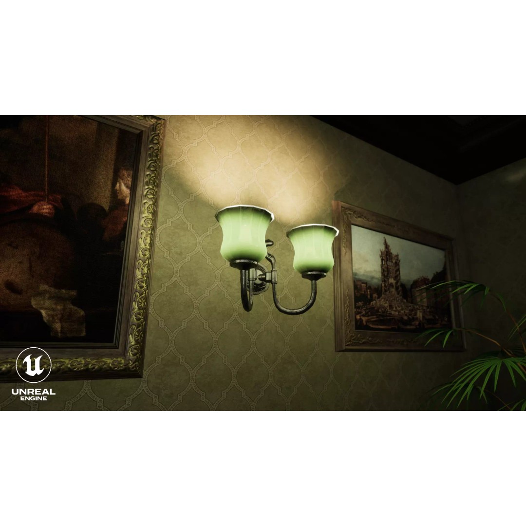 Wall Lamp 3D Model – Vintage Low-Poly Game Asset, PBR Textures - View 3