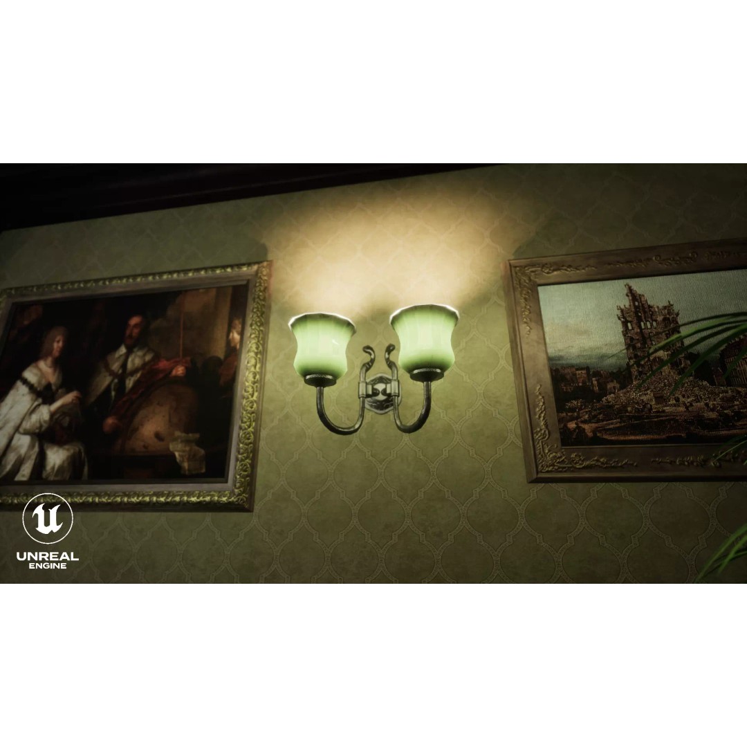 Wall Lamp 3D Model – Vintage Low-Poly Game Asset, PBR Textures - View 6