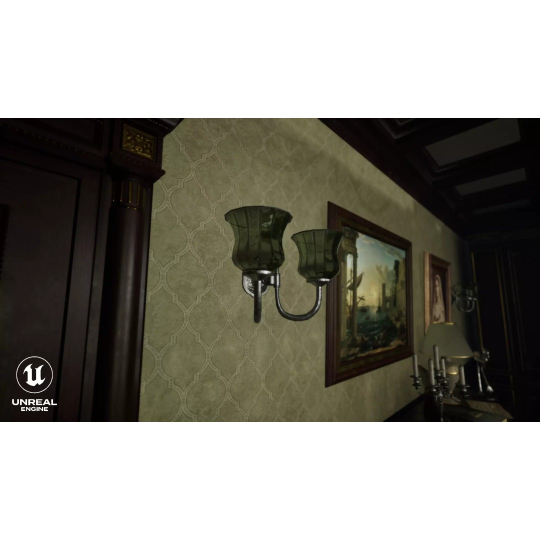 Wall Lamp 3D Model – Vintage Low-Poly Game Asset, PBR Textures - View 8