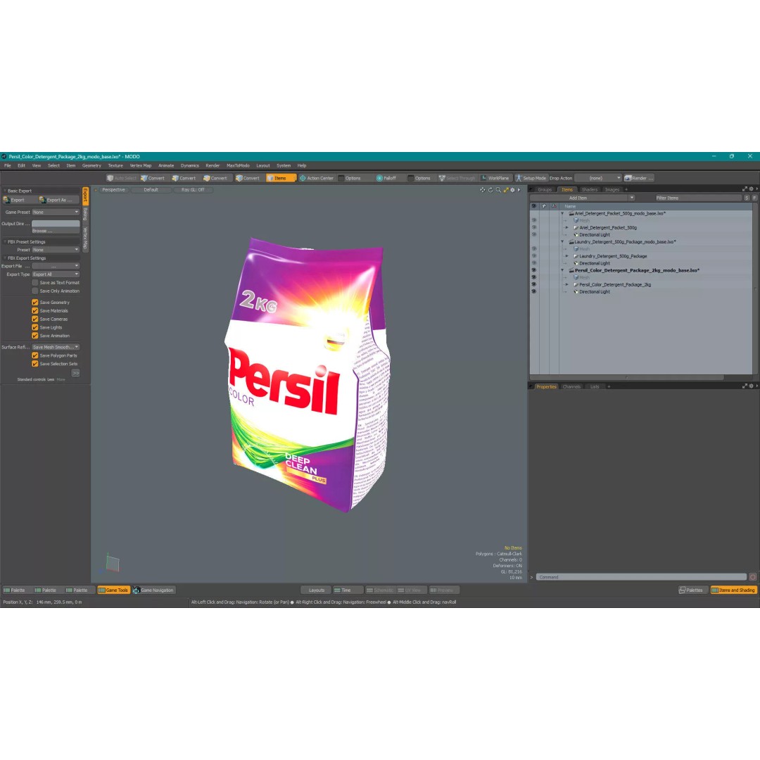 Persil Color Detergent Package 2kg 3D Model – PBR Textured Asset, FBX