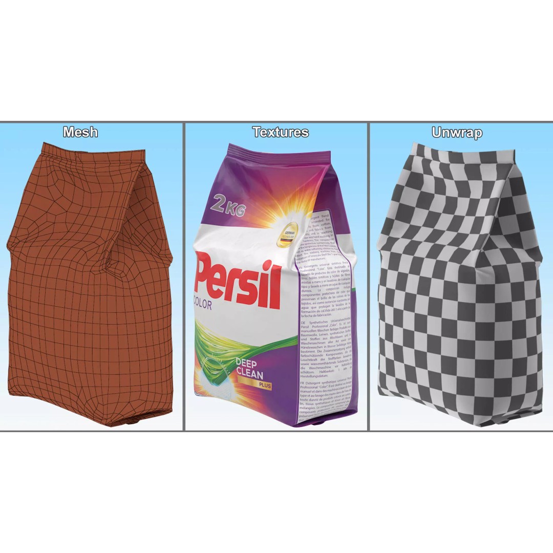 Persil Color Detergent Package 2kg 3D Model – PBR Textured Asset, FBX - View 10