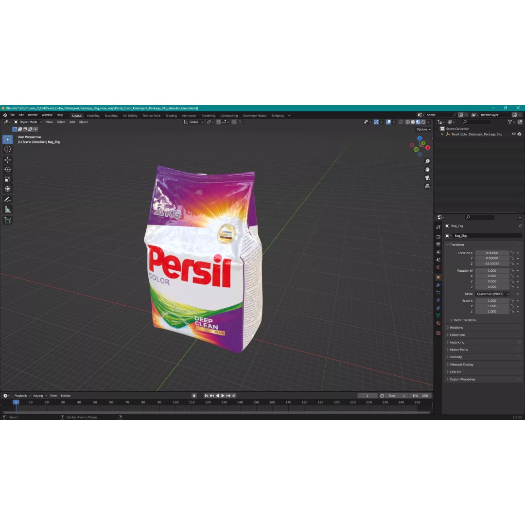 Persil Color Detergent Package 2kg 3D Model – PBR Textured Asset, FBX - View 19