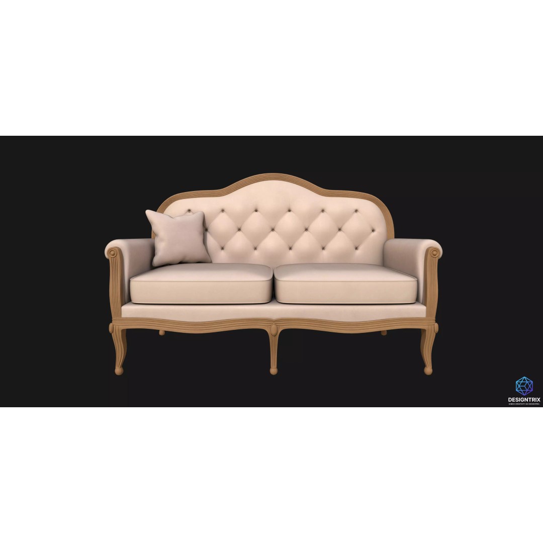 Classic-Style Sofa 3D Model – High Poly PBR Asset, FBX - View 2