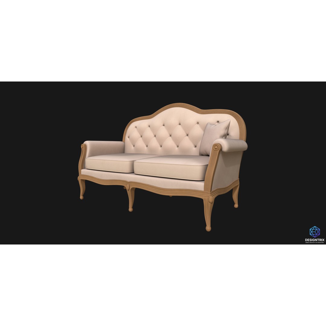 Classic-Style Sofa 3D Model – High Poly PBR Asset, FBX - View 5