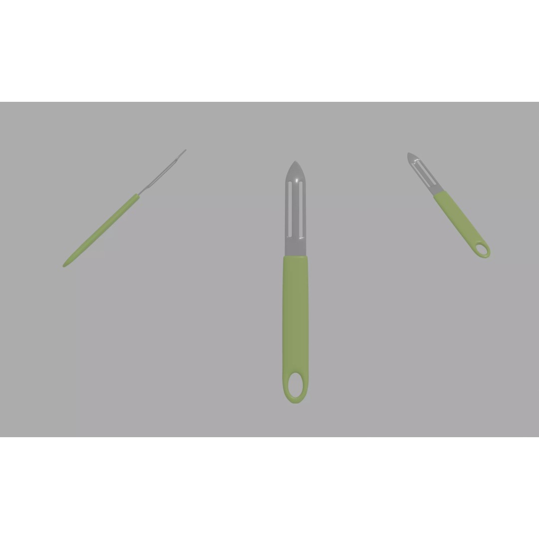 Potato Peeler 3D Model – Low Poly Kitchen Tool, FBX, OBJ - View 2