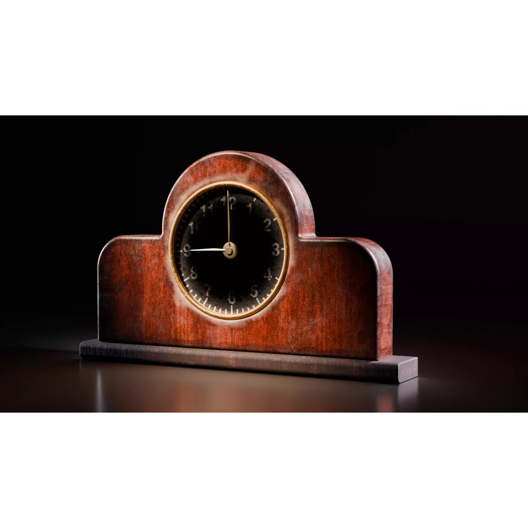 Vintage Clock 3D Model – Retro Design with PBR Textures, FBX - View 2