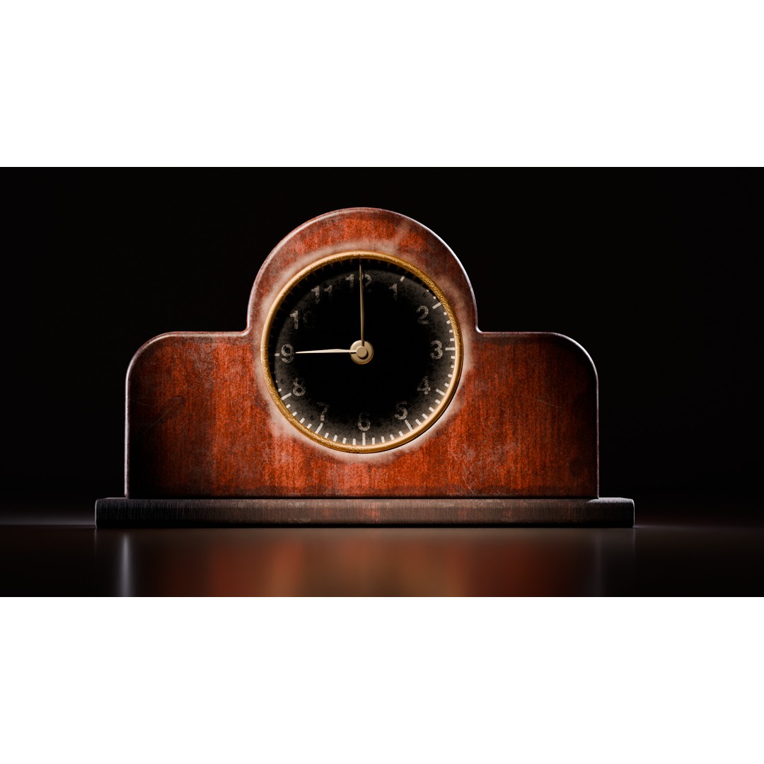 Vintage Clock 3D Model – Retro Design with PBR Textures, FBX - View 3