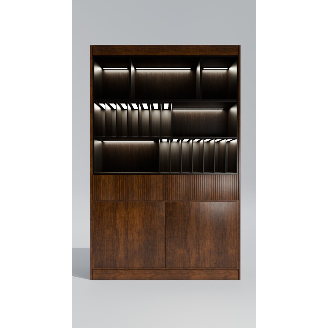 Wooden Cabinet 3D Model – Modern Office Furniture, PBR Textures - View 3