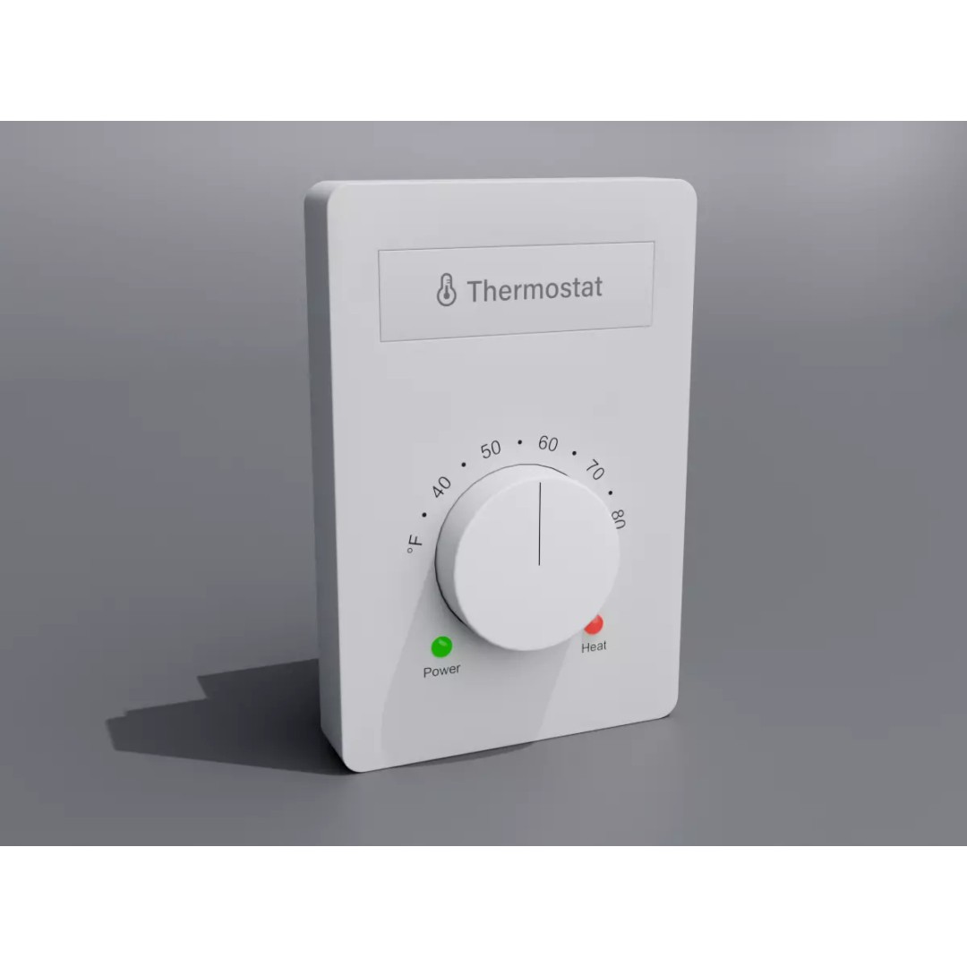 Wall-Mounted Thermostat 3D Model – Modern Design, PBR Textures, Blender, FBX, OBJ - View 2