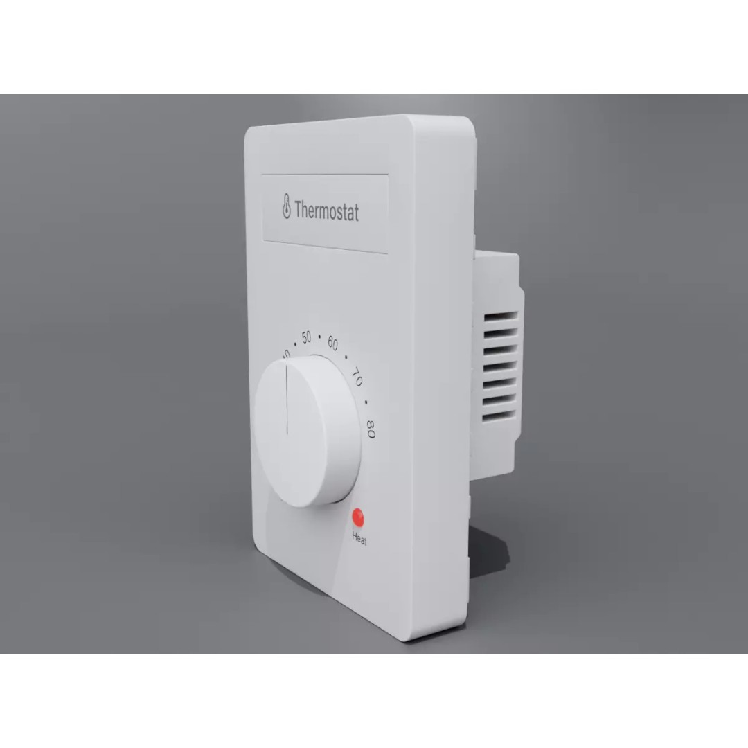 Wall-Mounted Thermostat 3D Model – Modern Design, PBR Textures, Blender, FBX, OBJ - View 6