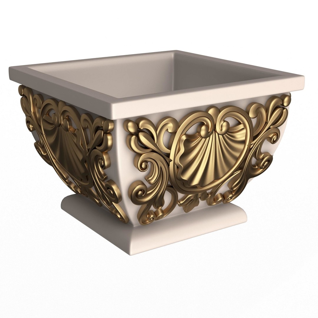 Flower Pot 3D Model – Low Poly Decorative Design, FBX, OBJ - View 3