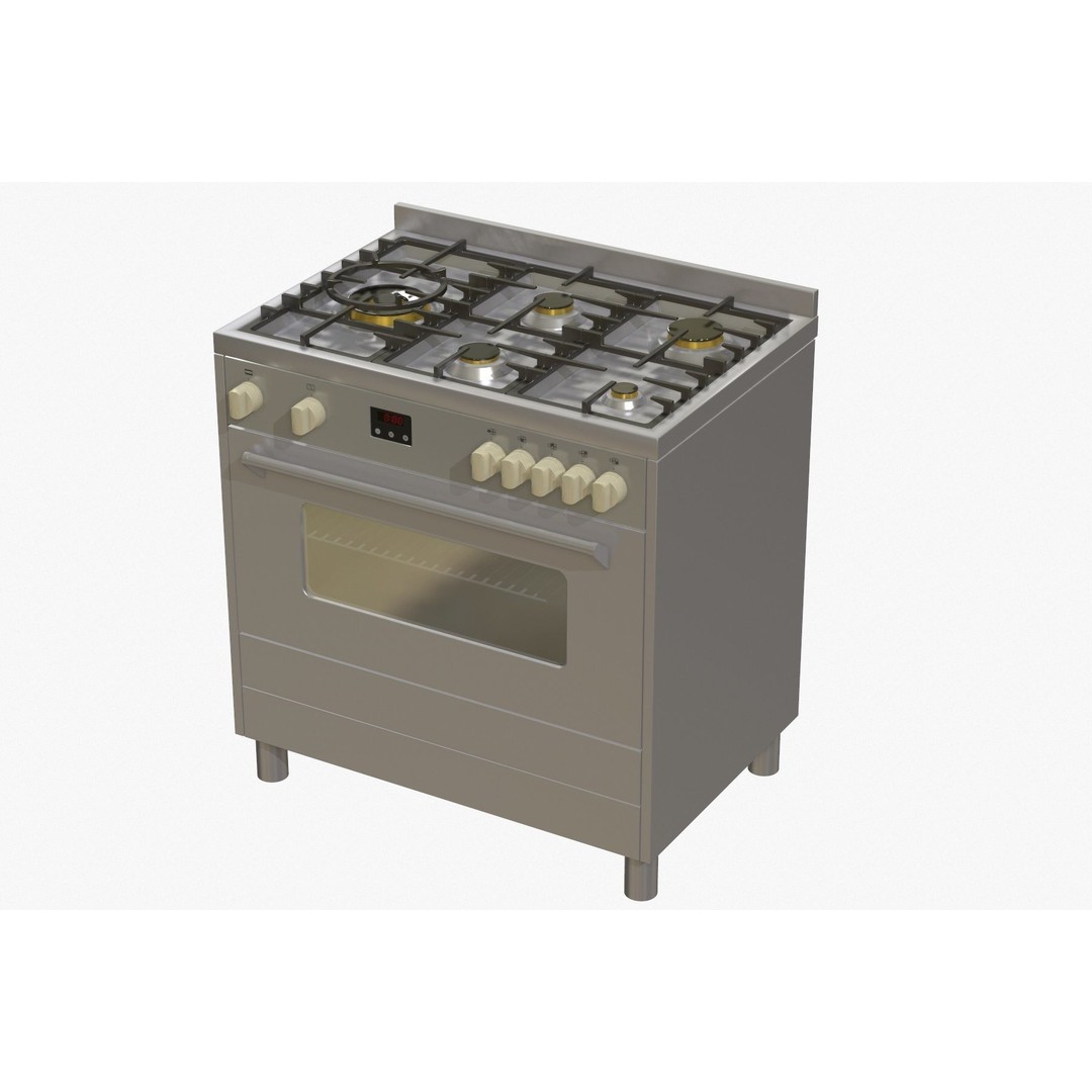 Electric Oven 3D Model – Low Poly Kitchen Appliance, FBX, OBJ - View 3