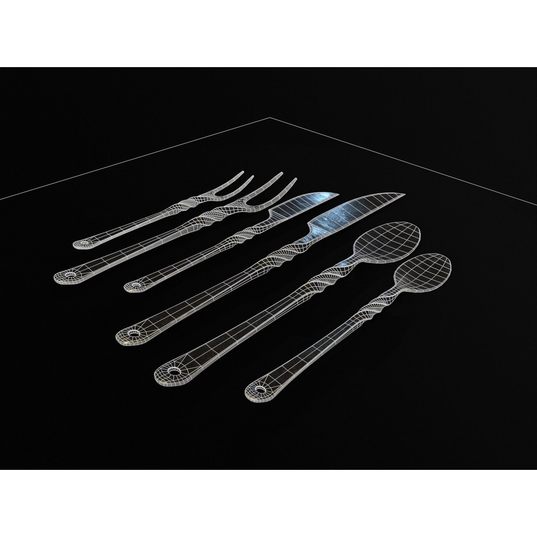 Iron Cutlery Set 3D Model – Low Poly Kitchenware with PBR Textures, FBX - View 10