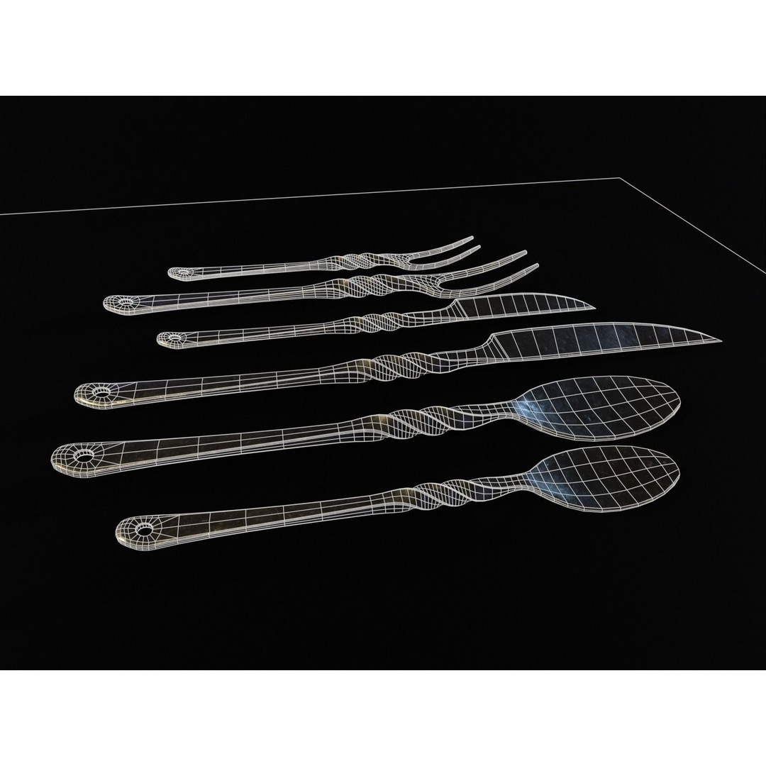 Iron Cutlery Set 3D Model – Low Poly Kitchenware with PBR Textures, FBX - View 12