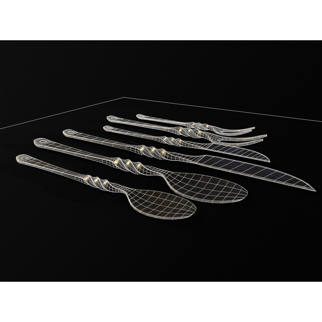 Iron Cutlery Set 3D Model – Low Poly Kitchenware with PBR Textures, FBX - View 14