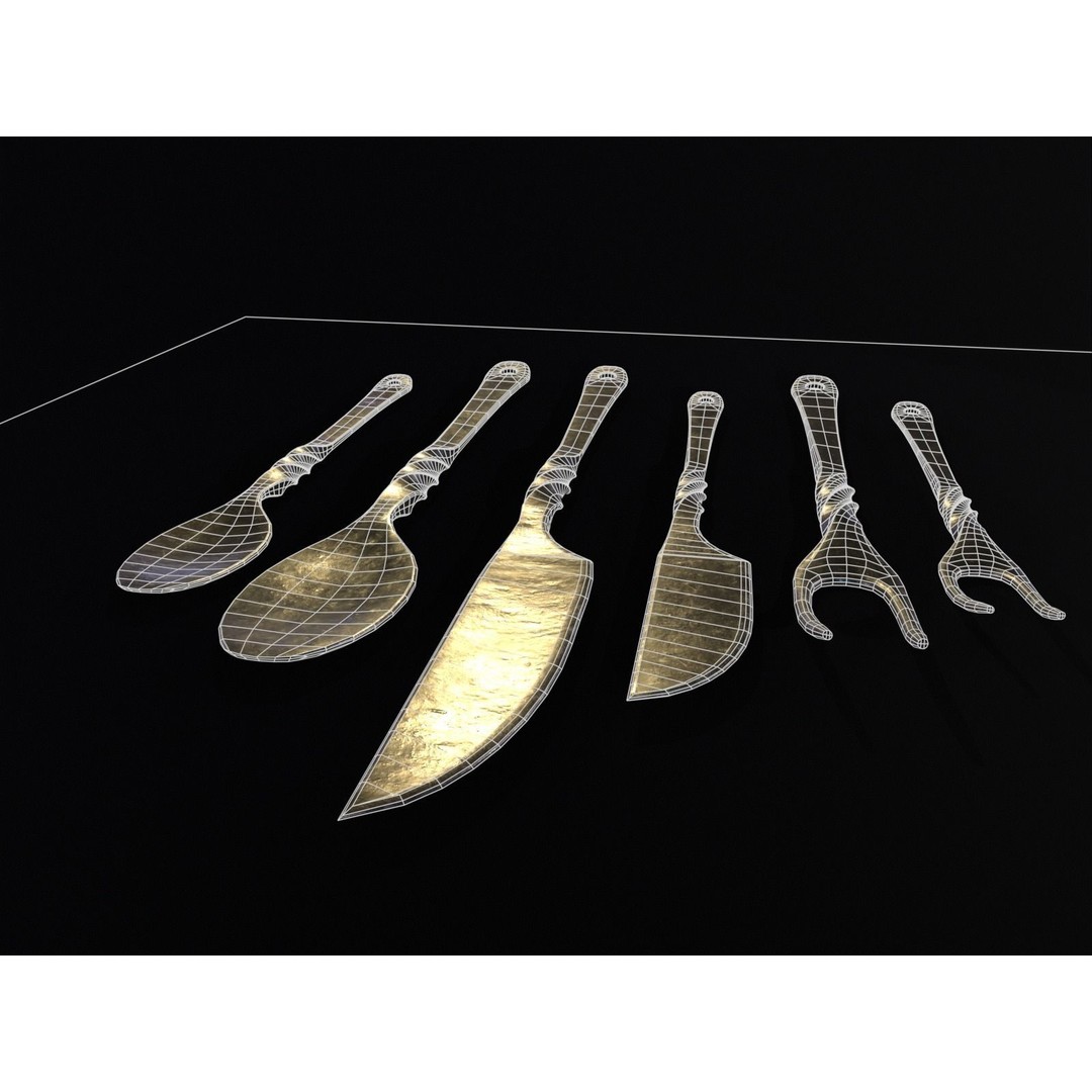Iron Cutlery Set 3D Model – Low Poly Kitchenware with PBR Textures, FBX - View 18