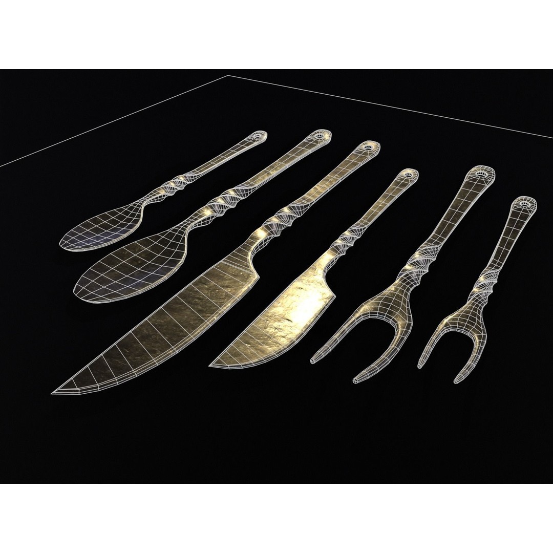 Iron Cutlery Set 3D Model – Low Poly Kitchenware with PBR Textures, FBX - View 20