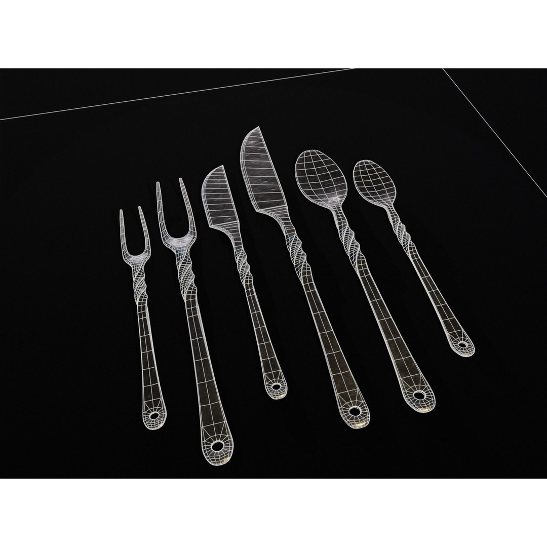 Iron Cutlery Set 3D Model – Low Poly Kitchenware with PBR Textures, FBX - View 4