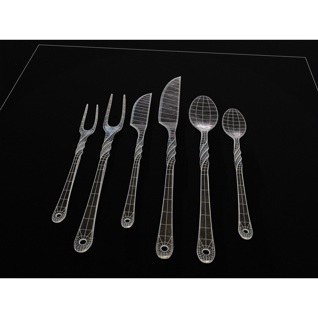 Iron Cutlery Set 3D Model – Low Poly Kitchenware with PBR Textures, FBX - View 6