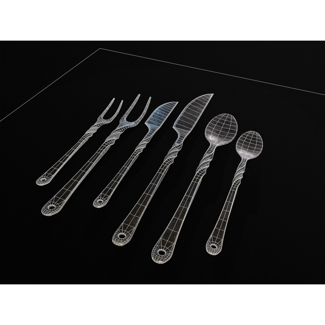 Iron Cutlery Set 3D Model – Low Poly Kitchenware with PBR Textures, FBX - View 8