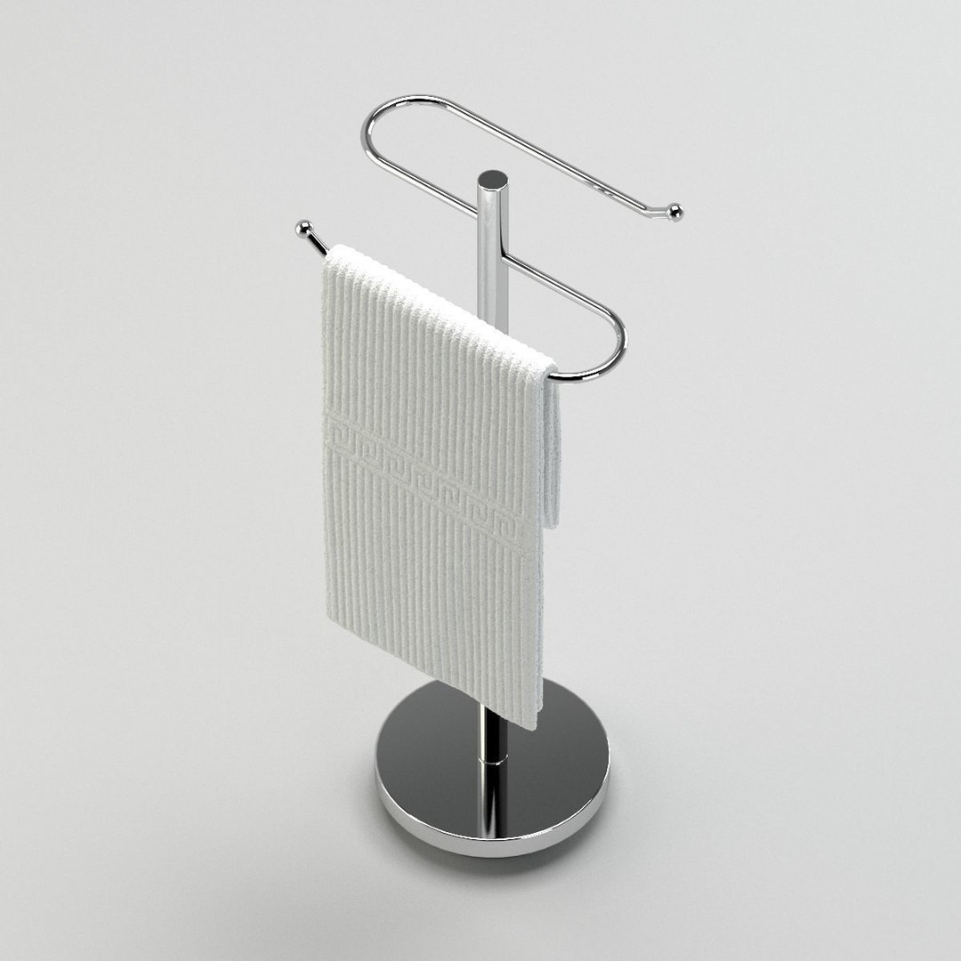 Towel Rack 3D Model – Realistic Bathroom Furniture, FBX & OBJ - View 3