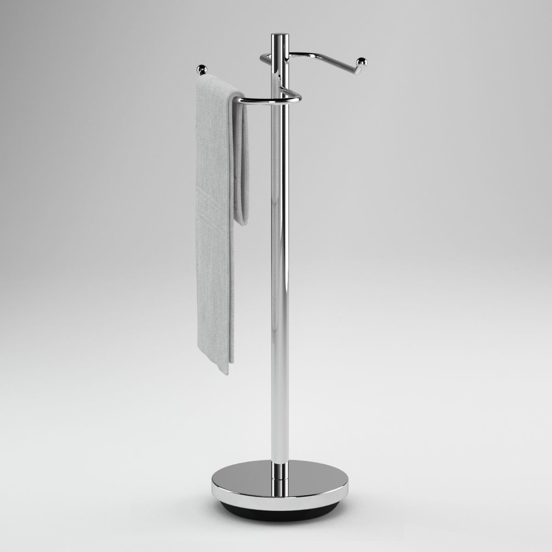 Towel Rack 3D Model – Realistic Bathroom Furniture, FBX & OBJ - View 4