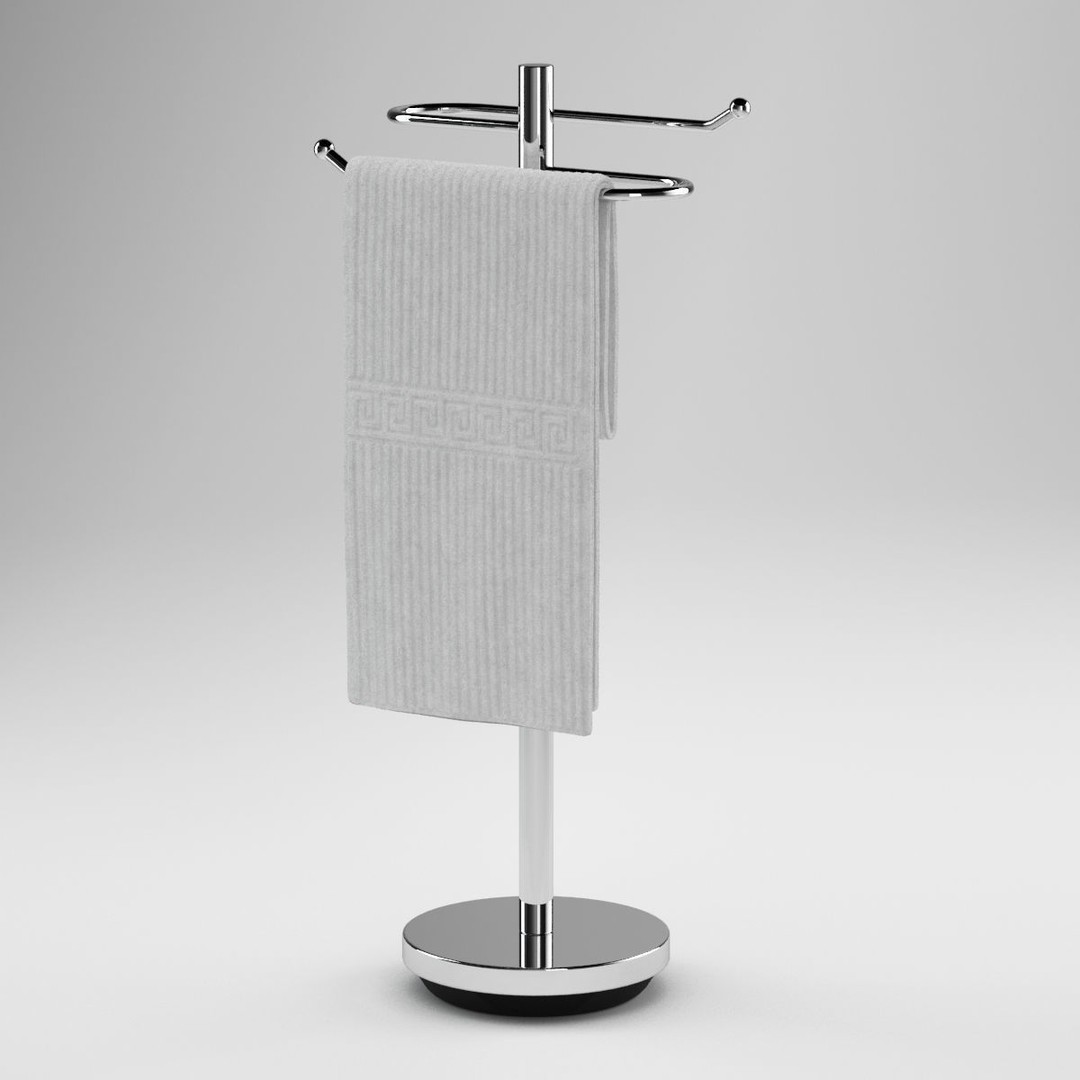 Towel Rack 3D Model – Realistic Bathroom Furniture, FBX & OBJ - View 5