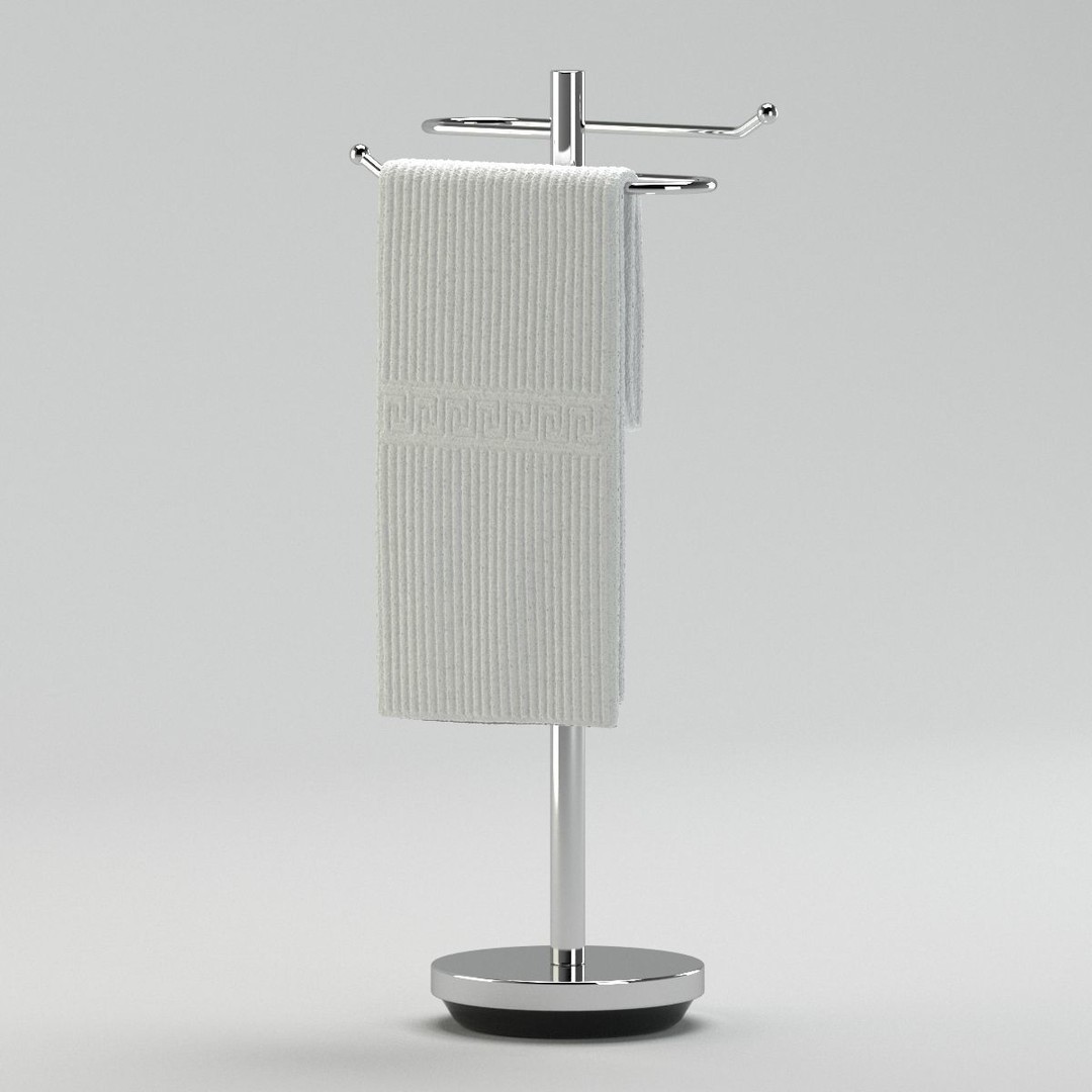 Towel Rack 3D Model – Realistic Bathroom Furniture, FBX & OBJ - View 6