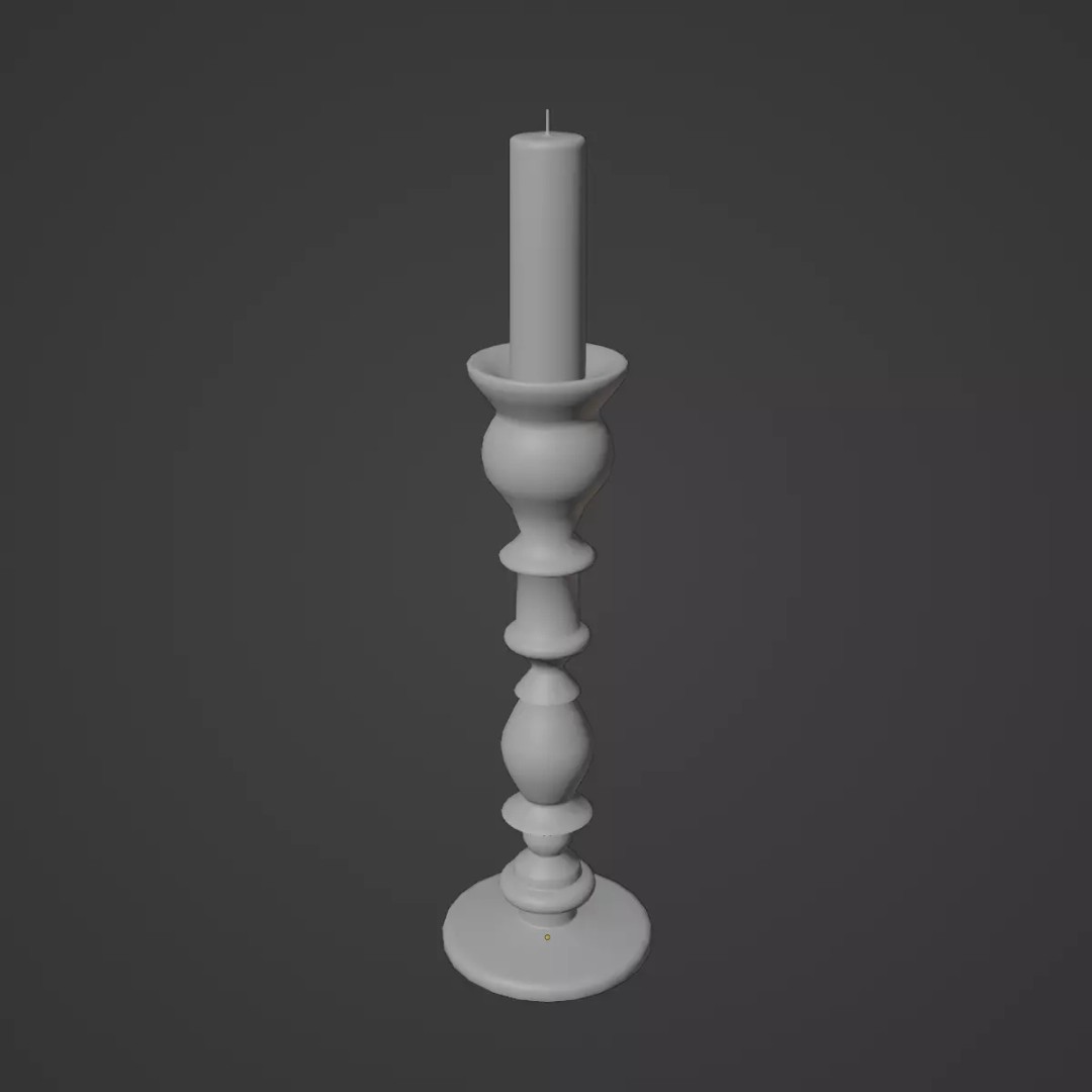 Elegant Candlestick Set 3D Model – Low Poly Game Asset, FBX & OBJ