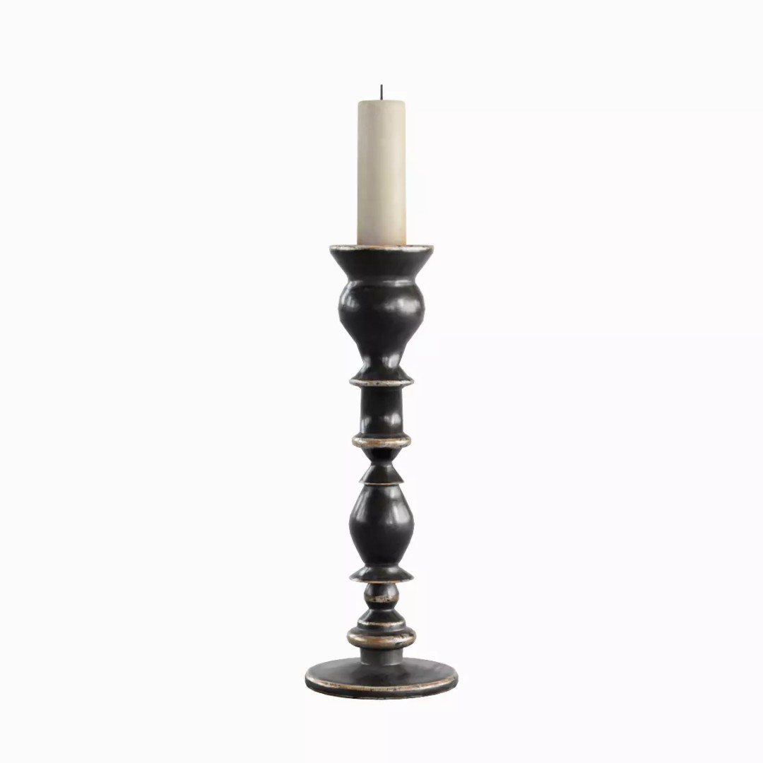 Elegant Candlestick Set 3D Model – Low Poly Game Asset, FBX & OBJ - View 10