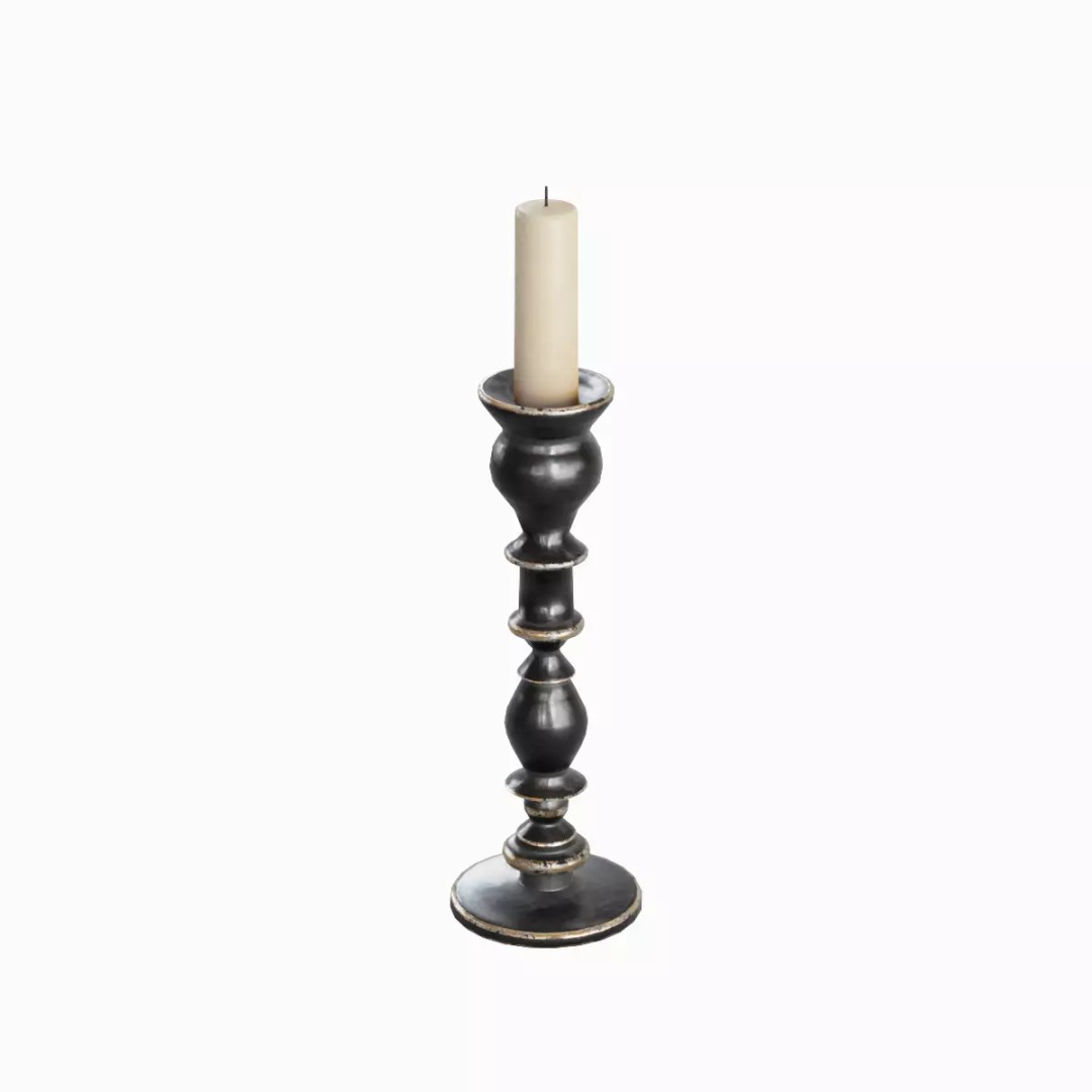 Elegant Candlestick Set 3D Model – Low Poly Game Asset, FBX & OBJ - View 12