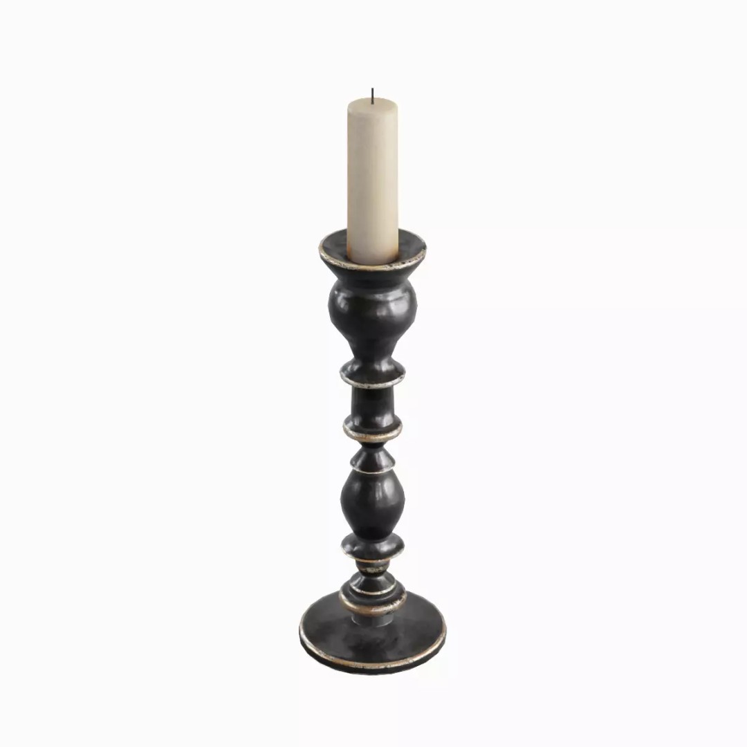 Elegant Candlestick Set 3D Model – Low Poly Game Asset, FBX & OBJ - View 13