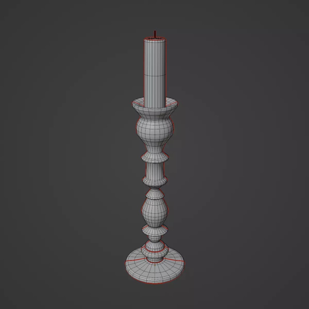 Elegant Candlestick Set 3D Model – Low Poly Game Asset, FBX & OBJ - View 21