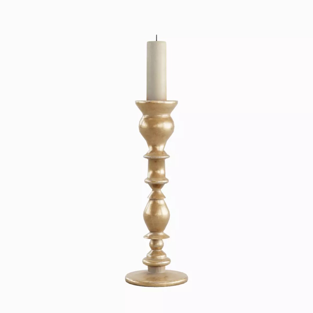 Elegant Candlestick Set 3D Model – Low Poly Game Asset, FBX & OBJ - View 3