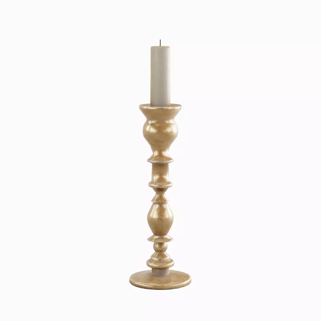 Elegant Candlestick Set 3D Model – Low Poly Game Asset, FBX & OBJ - View 4