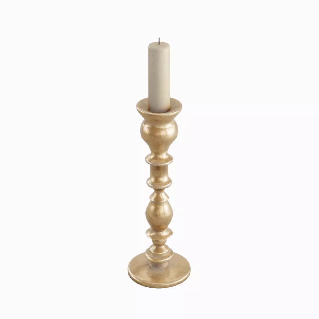 Elegant Candlestick Set 3D Model – Low Poly Game Asset, FBX & OBJ - View 6