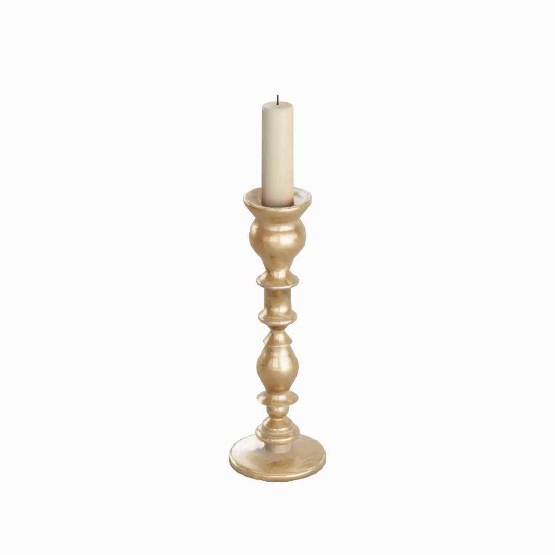 Elegant Candlestick Set 3D Model – Low Poly Game Asset, FBX & OBJ - View 8