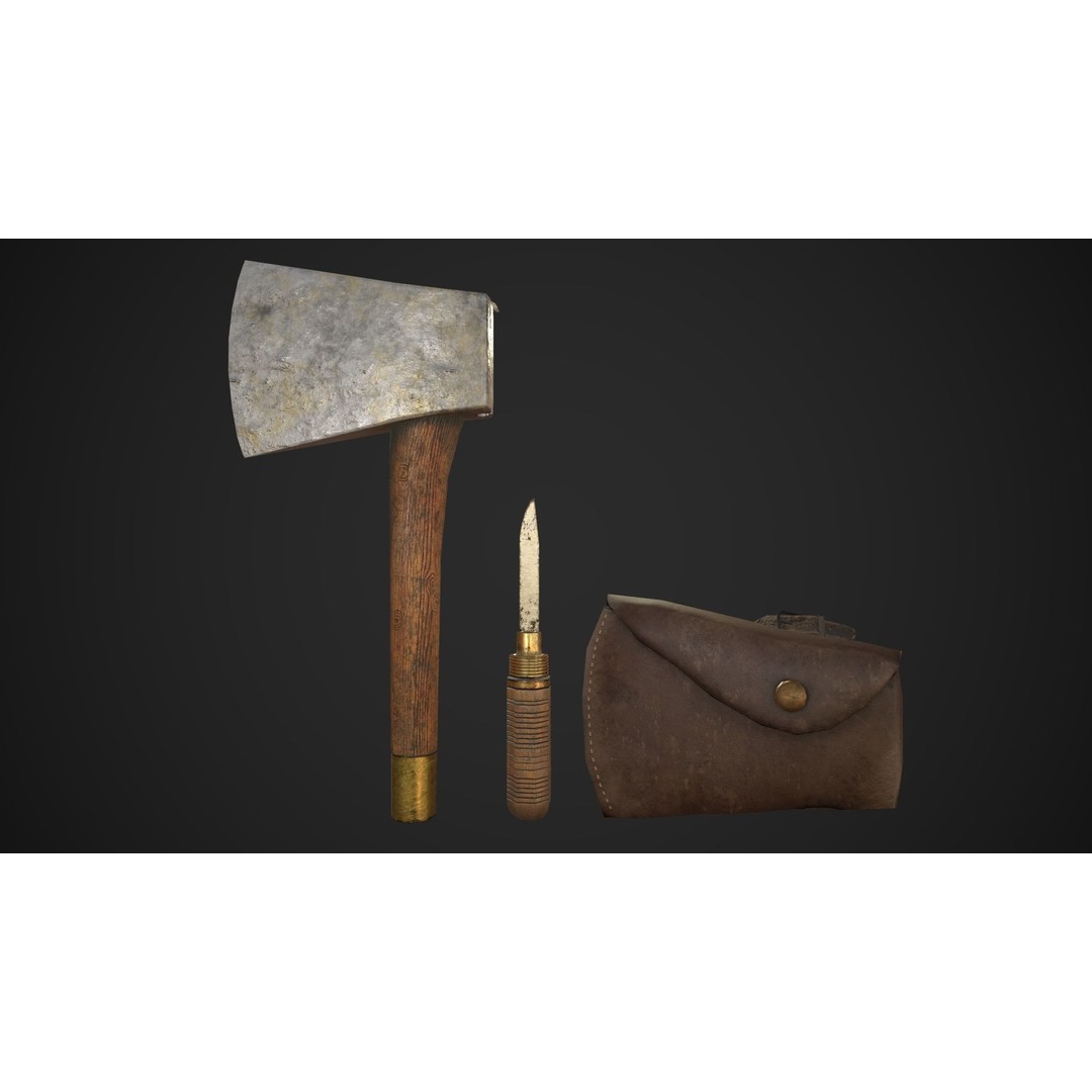 Wooden Axe 3D Model – Low Poly Game Asset, FBX, OBJ, PBR - View 10