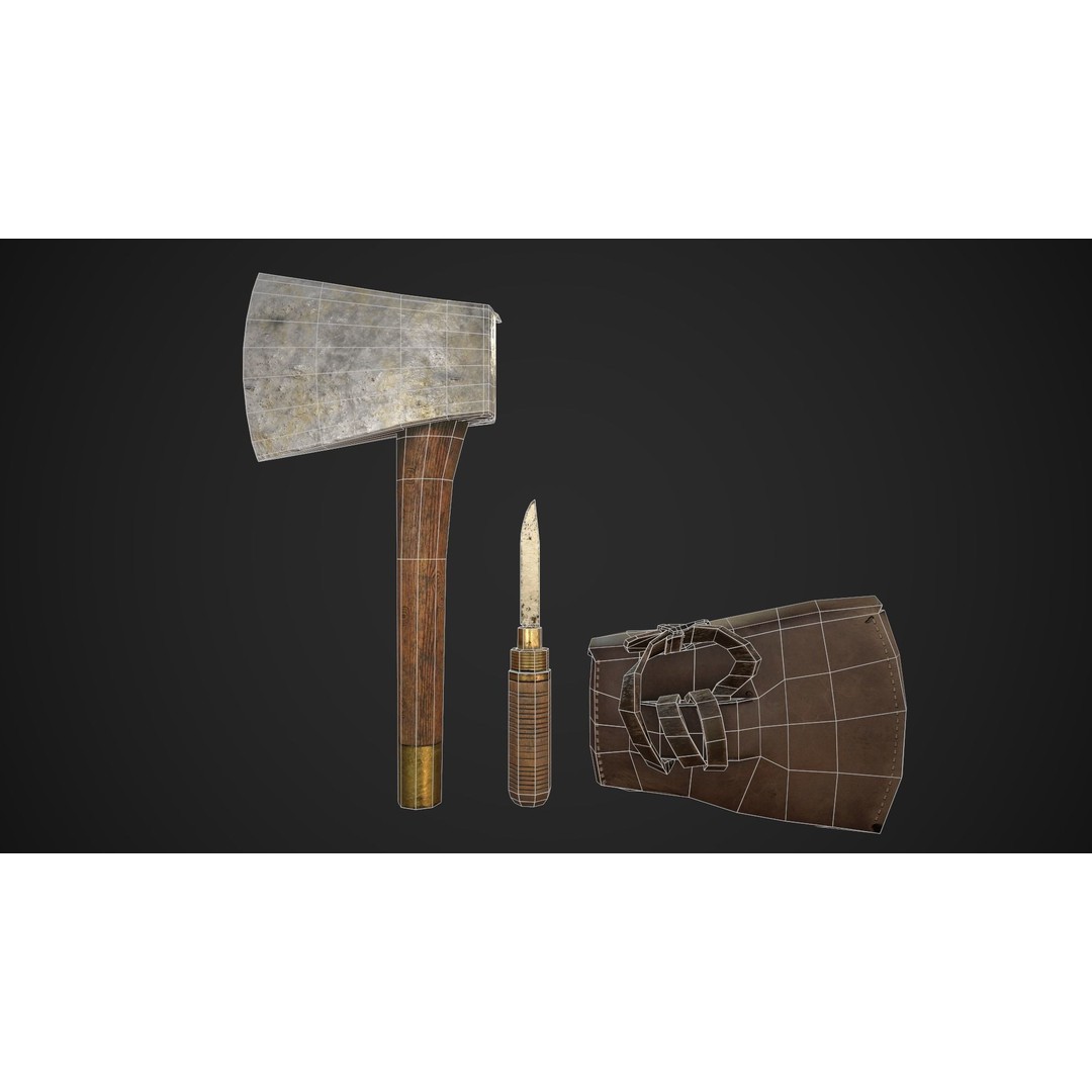 Wooden Axe 3D Model – Low Poly Game Asset, FBX, OBJ, PBR - View 8
