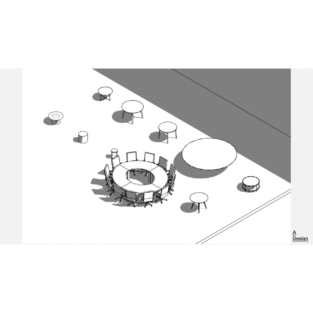 Round Tables 3D Model – Parametric Revit Families for Interiors - View 10