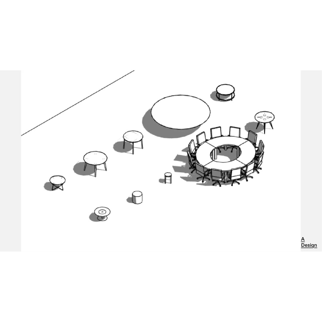 Round Tables 3D Model – Parametric Revit Families for Interiors - View 11