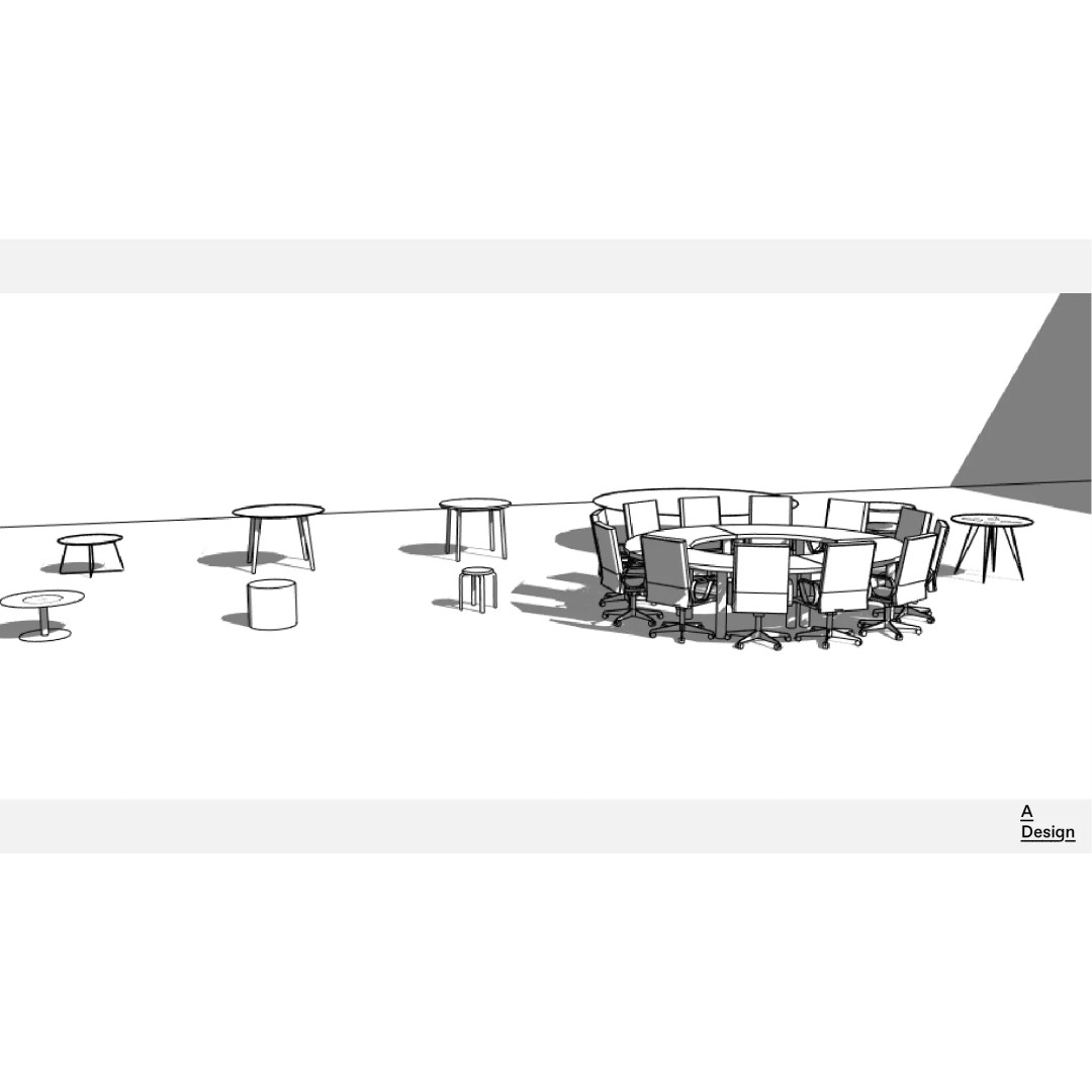 Round Tables 3D Model – Parametric Revit Families for Interiors - View 12