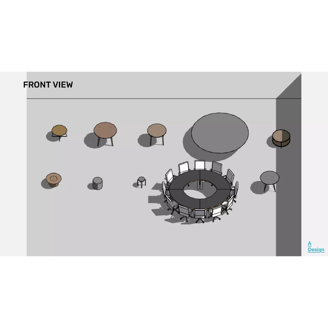 Round Tables 3D Model – Parametric Revit Families for Interiors - View 6