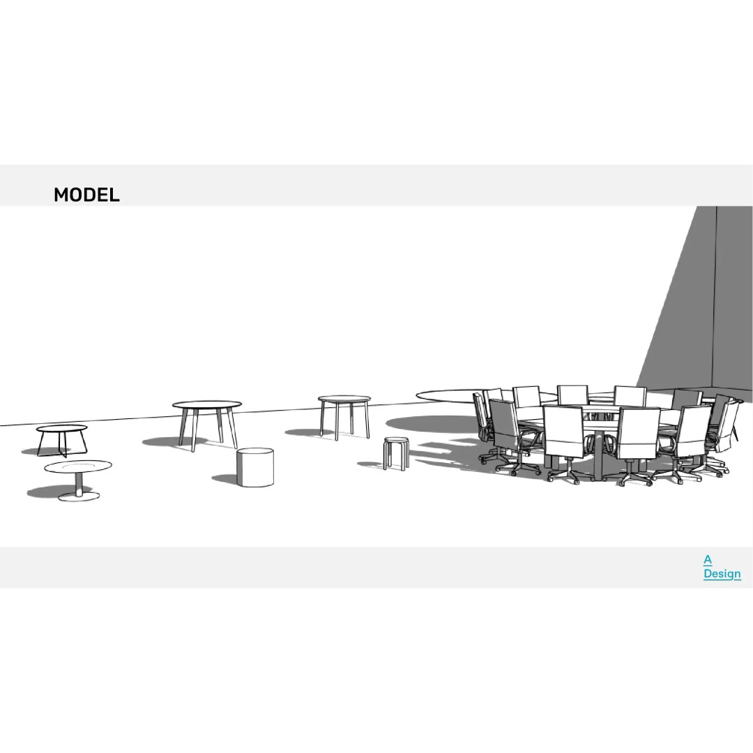 Round Tables 3D Model – Parametric Revit Families for Interiors - View 9