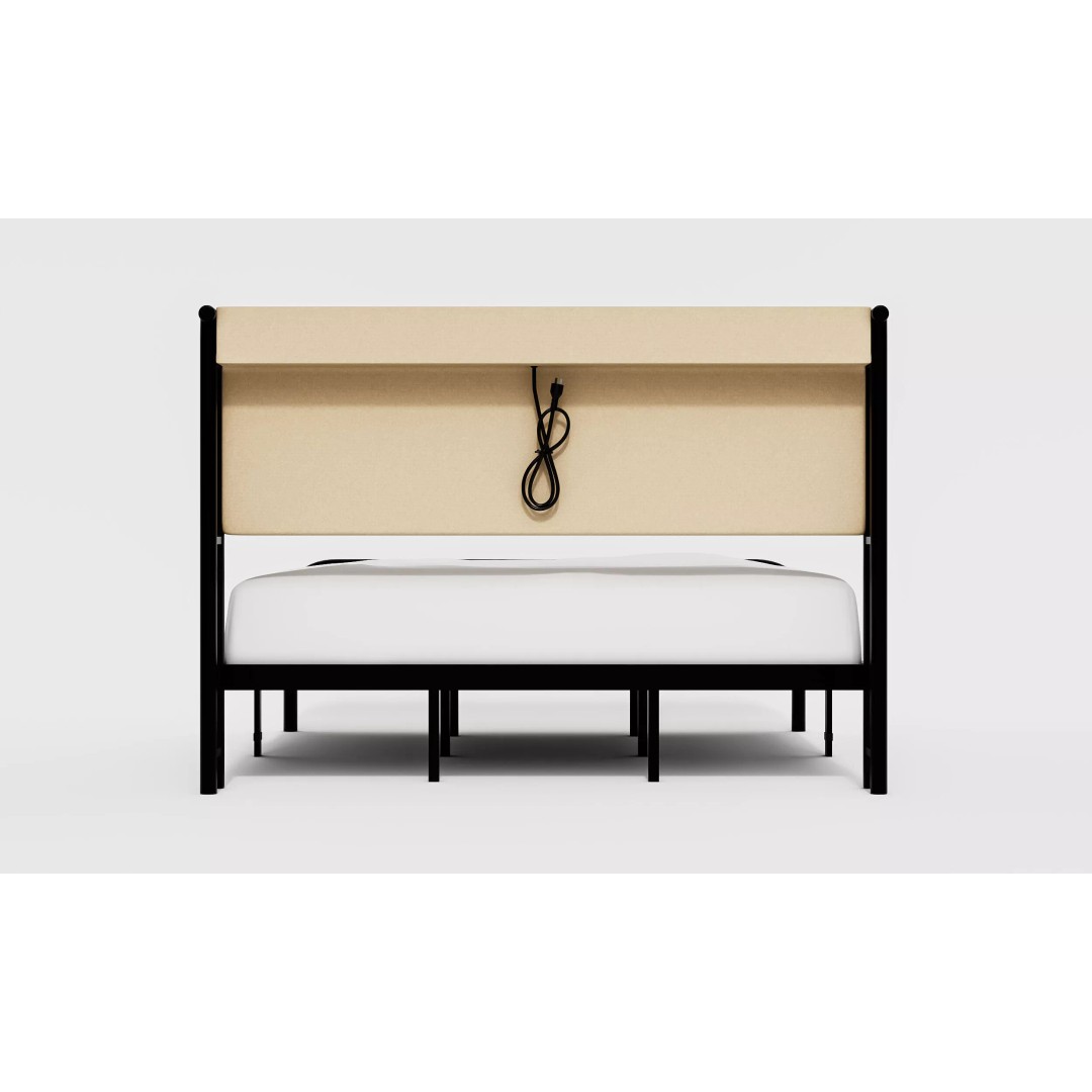 Upholstered Metal Bed Frame 3D Model – Modern Furniture Design, FBX
