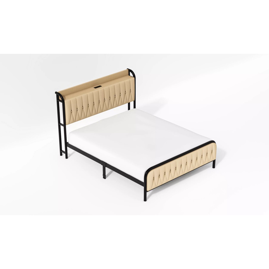 Upholstered Metal Bed Frame 3D Model – Modern Furniture Design, FBX - View 4